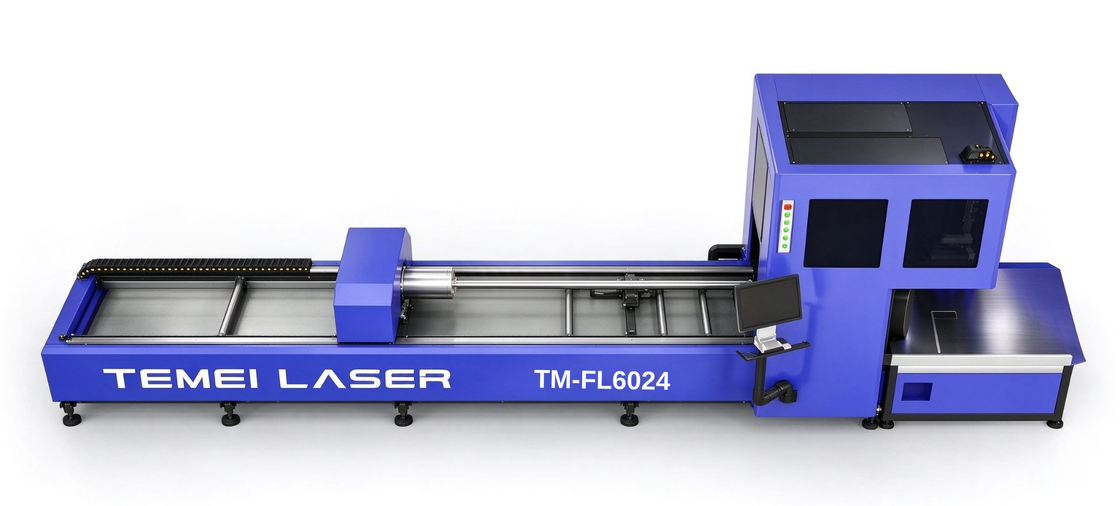 TM-FL6024 3000W MAX Fiber Laser Tube Cutting Machine with Dual-Drive Pneumatic Chucks and CypTube 3D Software