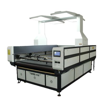 Machine de découpe laser CO2 textile à double tête avec patrouille visuelle intelligente, traitement automatisé des tissus